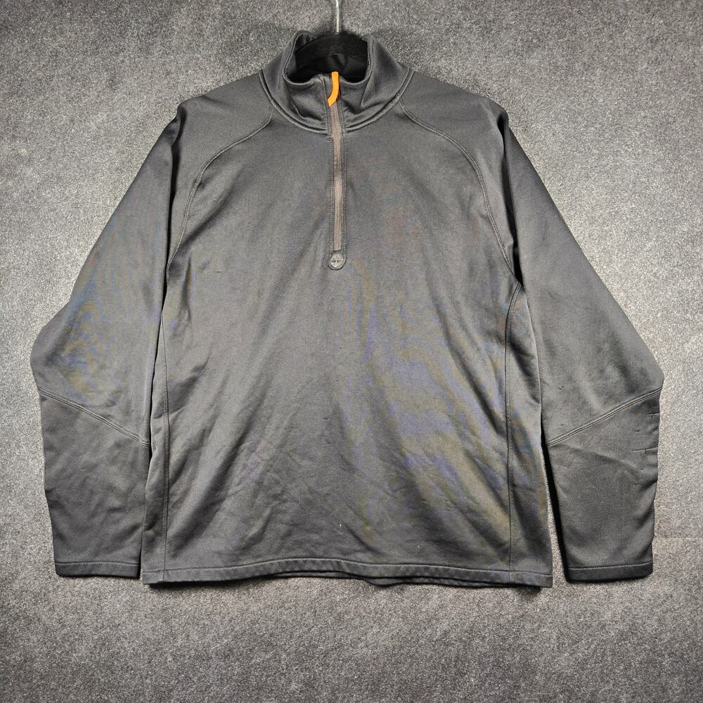 Timberland Quarter Zip Masc Size XL Black with Orange Logo 90s Y2K